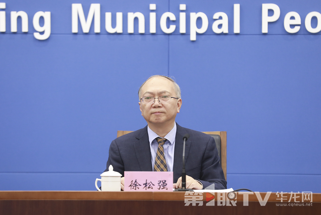 市民政局副局长徐松强回答记者提问。第1眼TV-华龙网首席记者 李文科 摄
