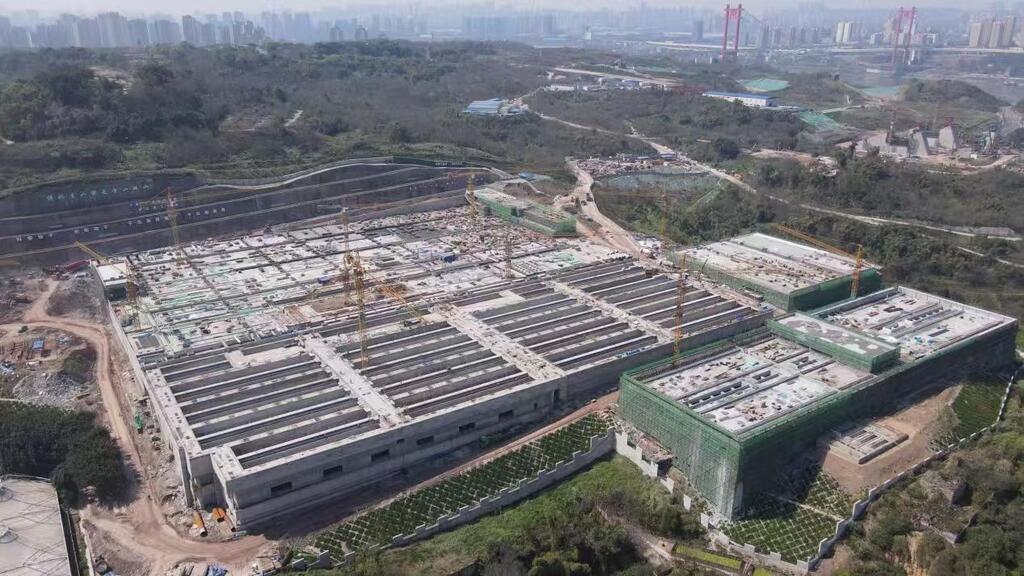 鸡冠石污水处理厂四期扩建工程建设现场。受访者供图