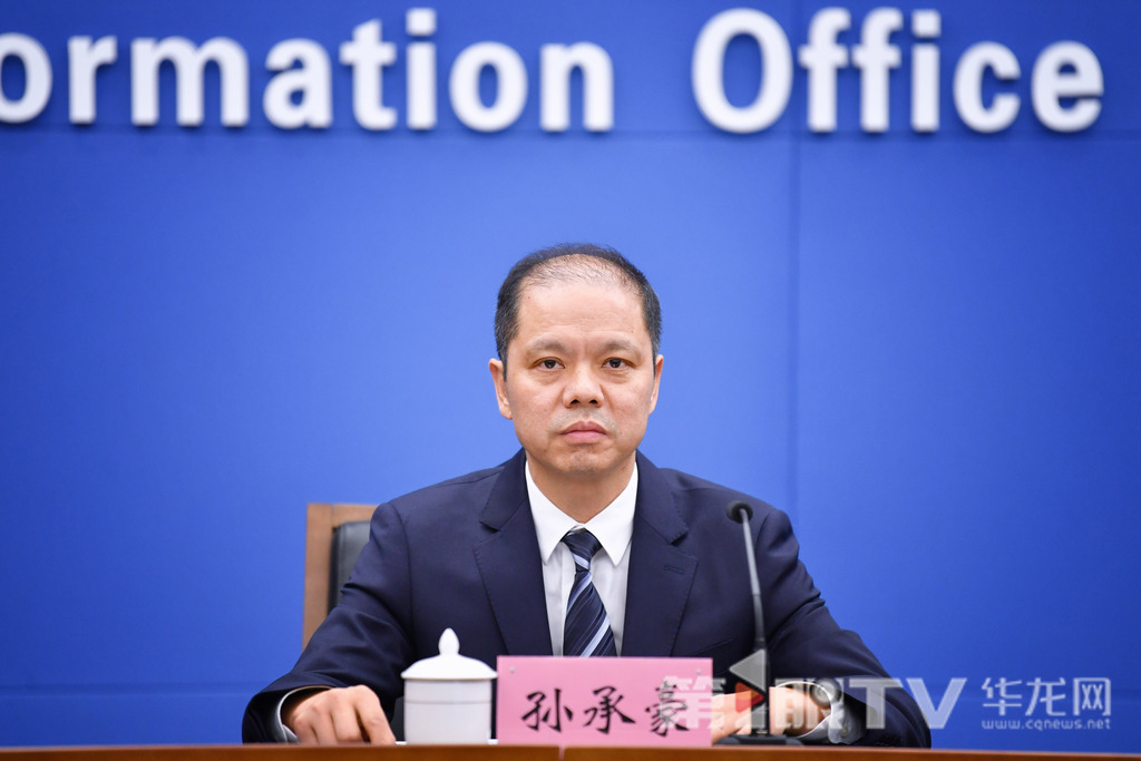 市人力社保局副局长孙承豪回答记者提问。第1眼TV-华龙网记者 李一鸣 摄