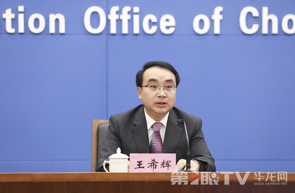 大渡口区政府副区长王希辉回答记者提问。第1眼TV-华龙网首席记者 李文科 摄