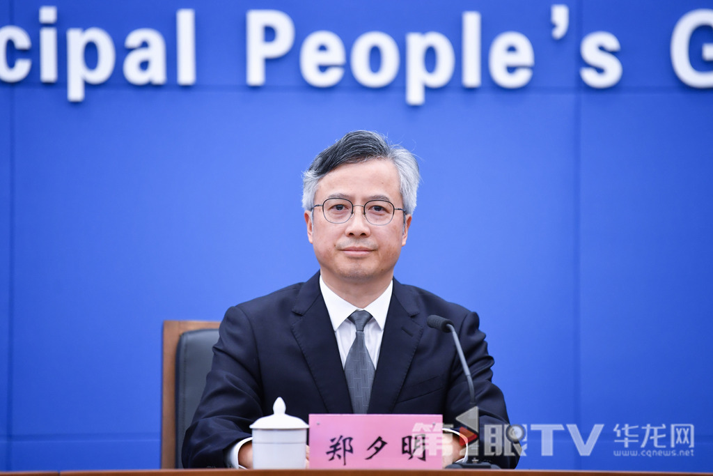市人力社保局副局长、新闻发言人郑夕明回答记者提问。第1眼TV-华龙网记者 李一鸣 摄
