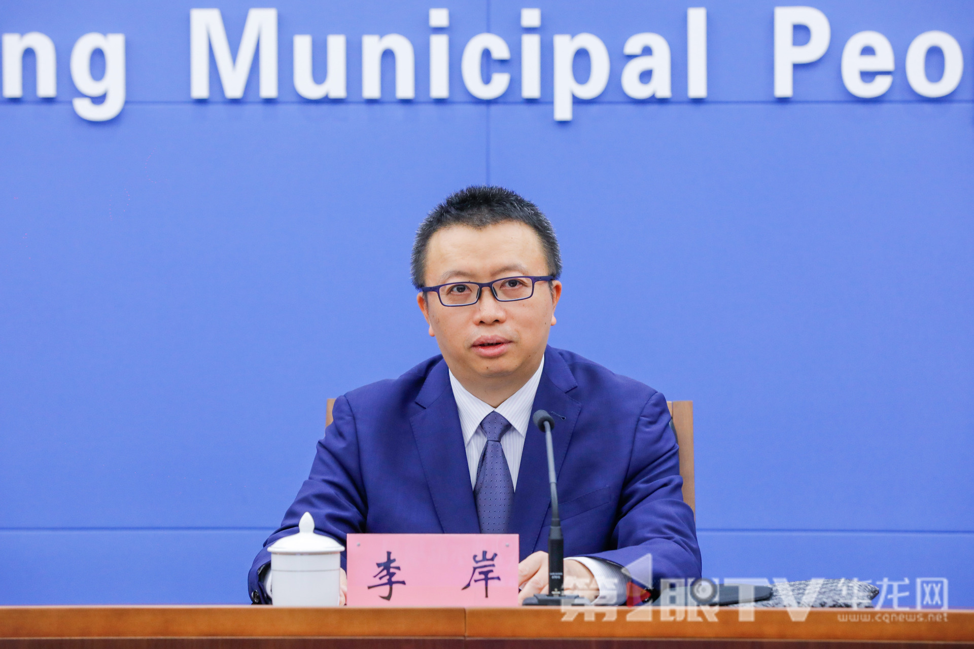 11月10日，中新（重庆）战略性互联互通示范项目实施十周年成效新闻发布会举行。图为商务部亚洲司副司长李岸回答记者提问。第1眼TV-华龙网记者 石涛 摄