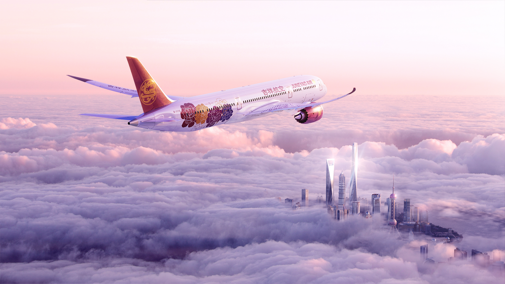 吉祥航空787旗舰机型飞行中。吉祥航空供图