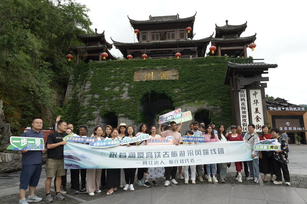 采风团打卡酉阳桃花源。主办方供图