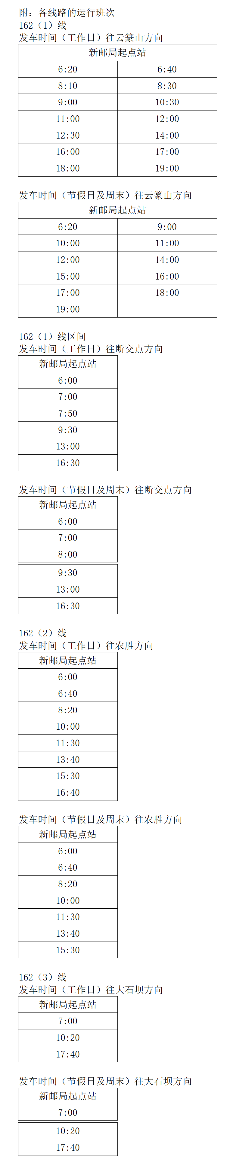 6日起公交162线运行线路调整 起点站定时发班_01(1)