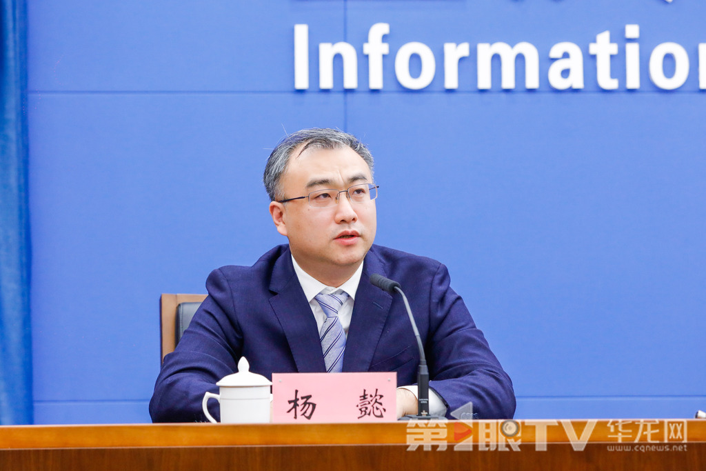 市总工会党组成员、副主席杨懿问答记者提问。第1眼TV-华龙网记者 石涛 摄