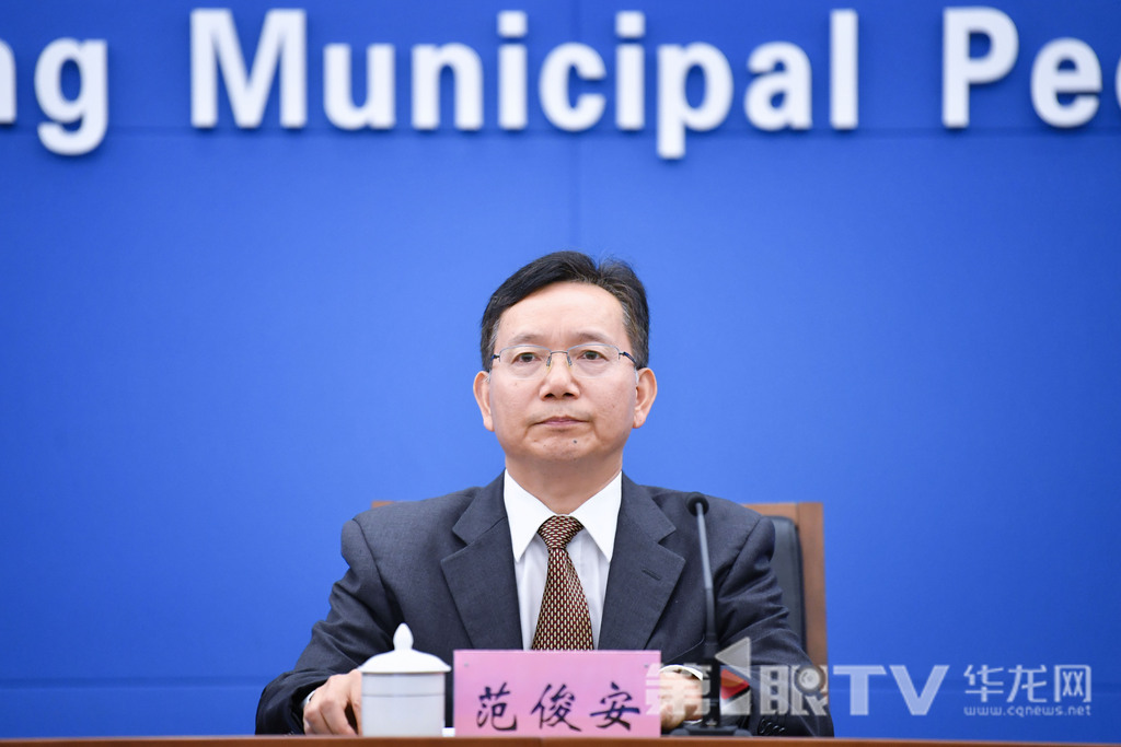 市知识产权局副局长范俊安回答记者提问。第1眼TV-华龙网记者 李一鸣 摄