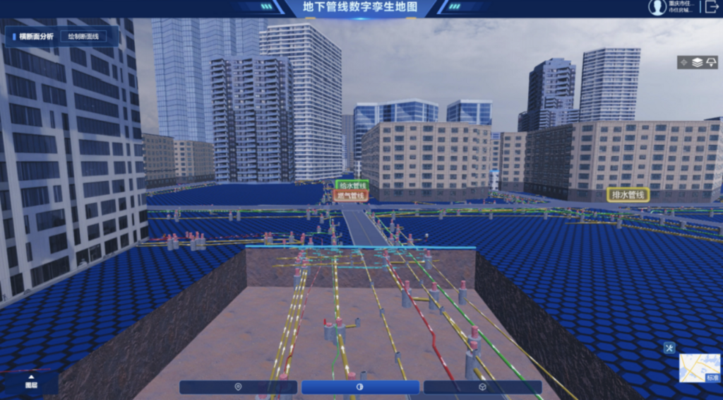地下管线数字孪生地图。 市住房城乡建委供图