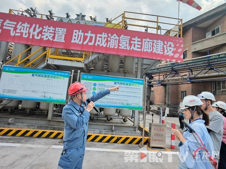 记者们在川维化工采访。第1眼TV-华龙网记者 李一鸣 摄