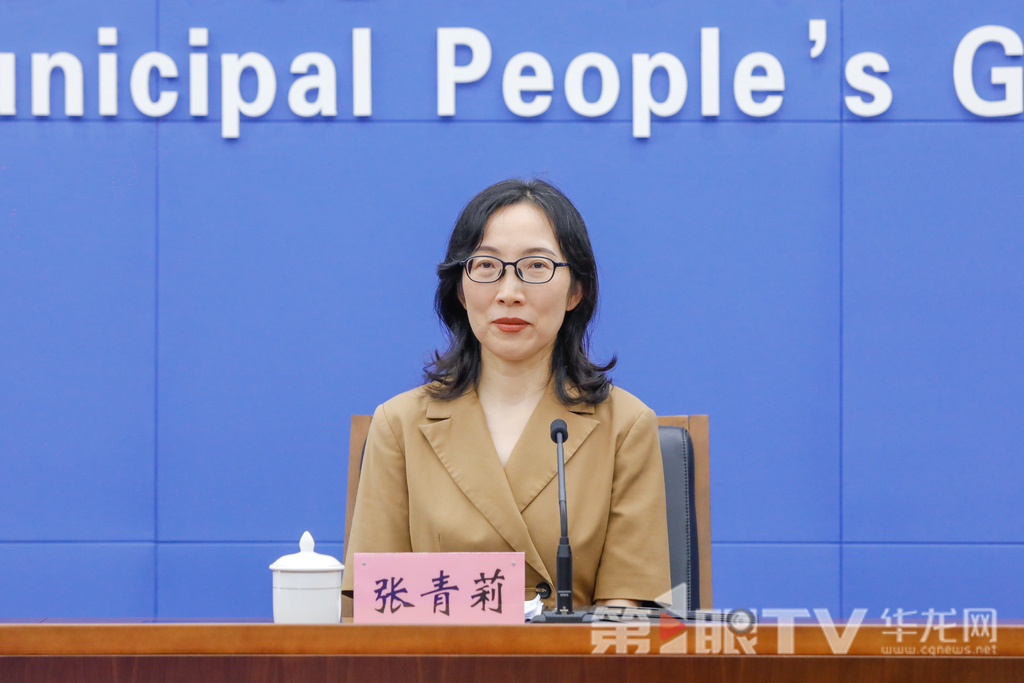 市妇联党组成员、副主席张青莉回答记者提问。第1眼TV-华龙网记者 石涛 摄
